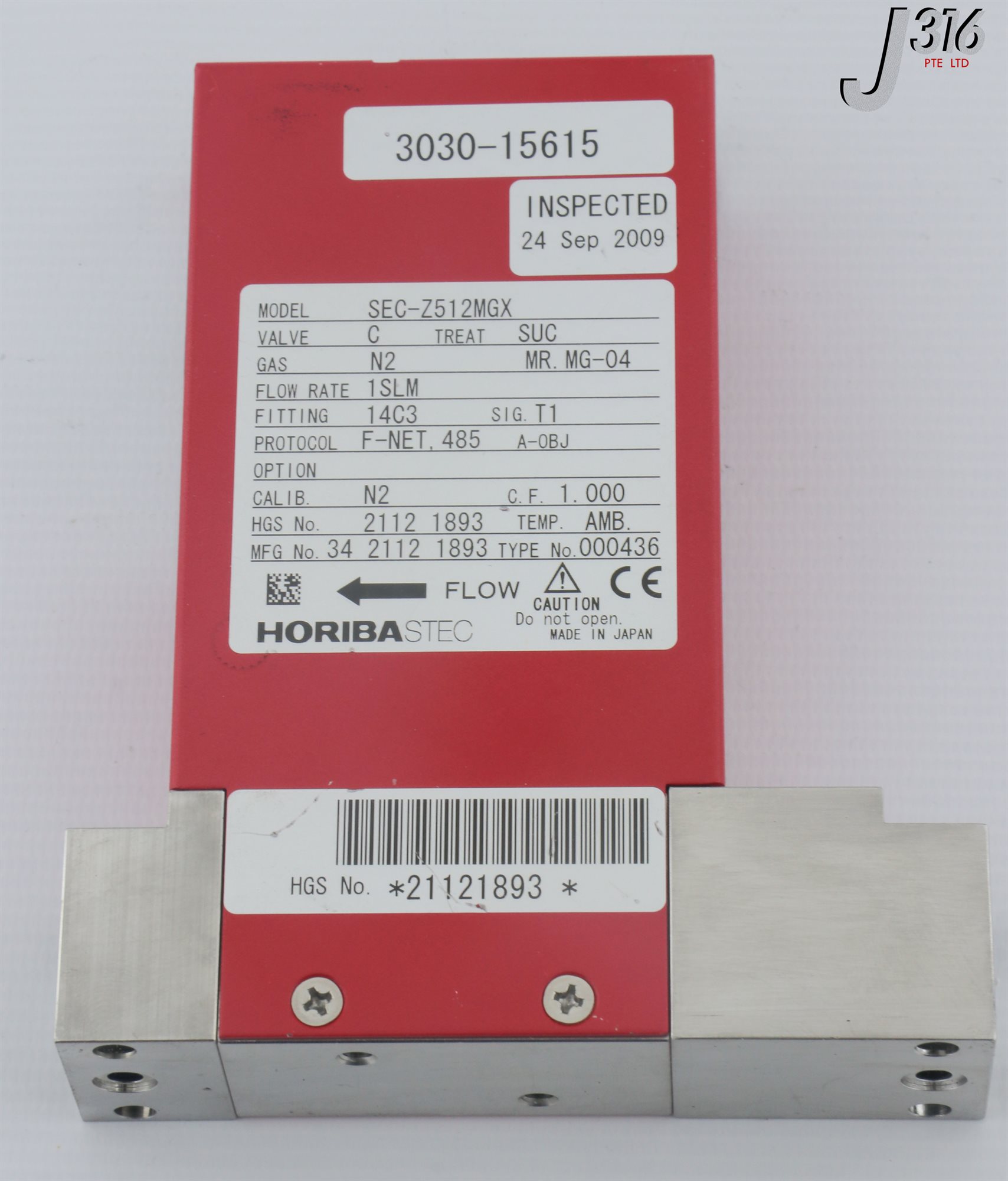 6645 HORIBASTEC Z500, DIGITAL MASSFLOW DEVICE SEC-Z512MGX